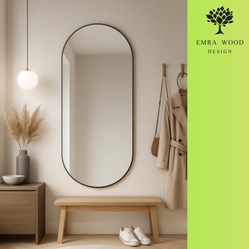 Lustro owalne w ramie czarnej MDF SLIM - OLI - kolor ramy do wyboru